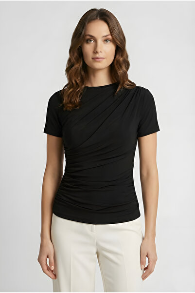 Kurun's Collection Μπλούζα με κοντό μανίκι από μαλακό ύφασμα λεπτομέρεια με σ...