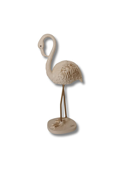 DoğaDekor Flamingo Dekoratif Polyester Biblo Krem
