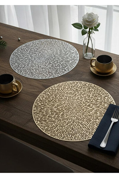 FORSACE 2 Ad Osso Amerikan Supla Sunumluk Servis Gümüş Ve Altın Rengi 38X38 Cm