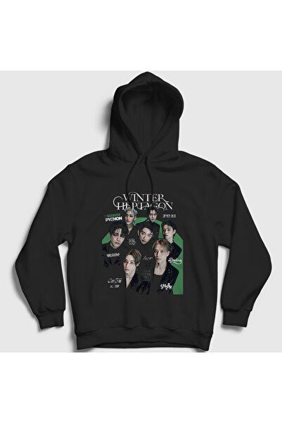 Presmono سويت شيرت بقلنسوة للجنسين باللون الأسود للشتاء من نوع Heptagon K-Pop...