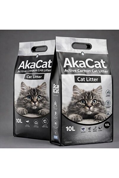 AKACAT Premium Karbonlu Topaklanan Kedi Kumu 2X10 Lt 20 LT