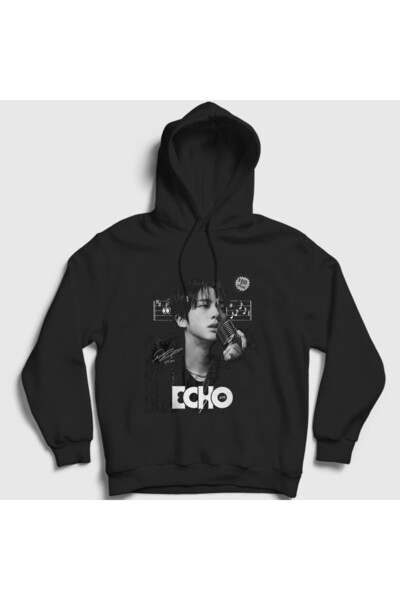 Presmono Hanorac cu glugă unisex negru Sign Echo Kim Seok Jin Bts 599117tt