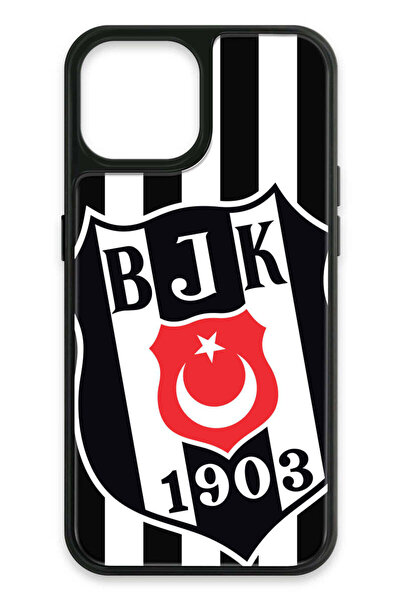 Beşiktaş iPhone 13 Uyumlu Büyük Arma Cam Lisanslı Telefon Kılıfı