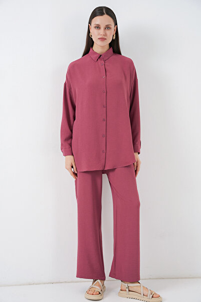 Bigdart Дамски комплект от риза и панталони 30063 - розово