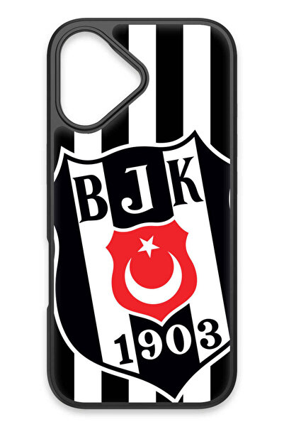Beşiktaş iPhone 17 Uyumlu Büyük Arma Cam Lisanslı Telefon Kılıfı
