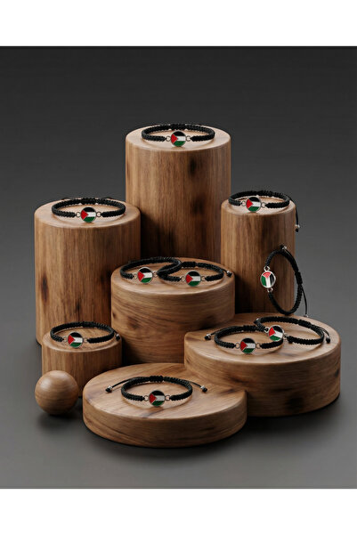 Zaytoon Pachet de 10 brățări cu steag rotund palestinian colorat, simbolul Pa...