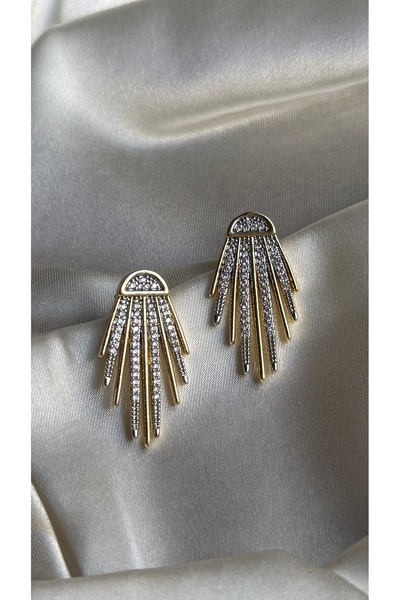 ADENNA JEWELRY Double Plated Zircon Stone Design Vip Earrings