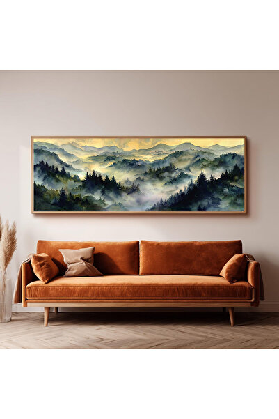 Dekorsiahome Ahşap Çerçeveli Panoramik Oturma Odası Tablosu UZ0069
