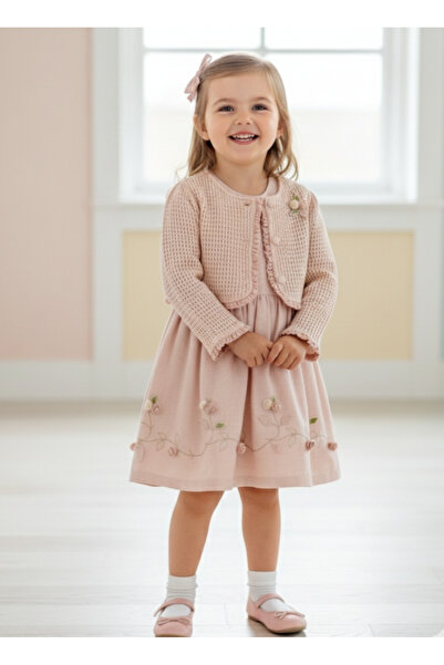 Moonstar Girl's Flower Decorated Jacket Dress Set