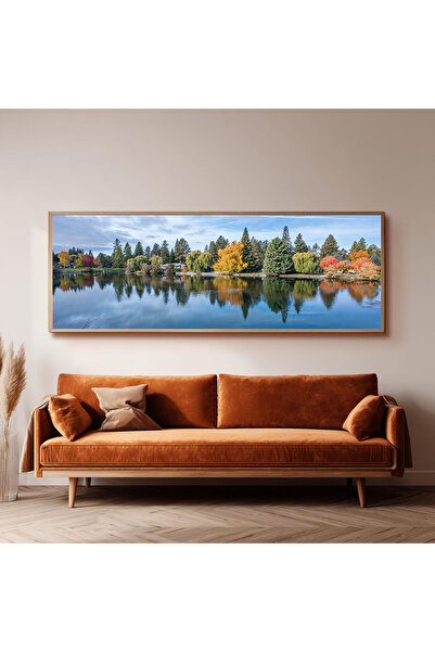 Dekorsiahome Ahşap Çerçeveli Panoramik Oturma Odası Tablosu UZ0028