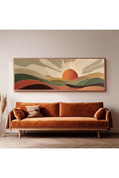Dekorsiahome Ahşap Çerçeveli Panoramik Oturma Odası Tablosu UZ0082
