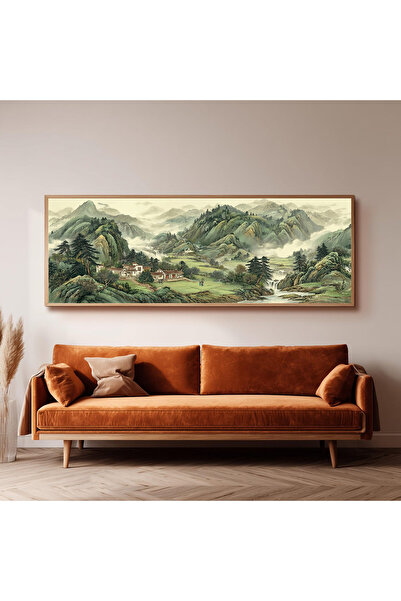 Dekorsiahome Ahşap Çerçeveli Panoramik Oturma Odası Tablosu UZ0031