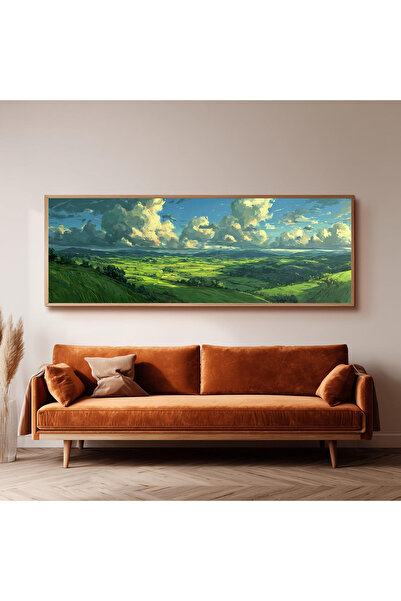 Dekorsiahome Ahşap Çerçeveli Panoramik Oturma Odası Tablosu UZ0061
