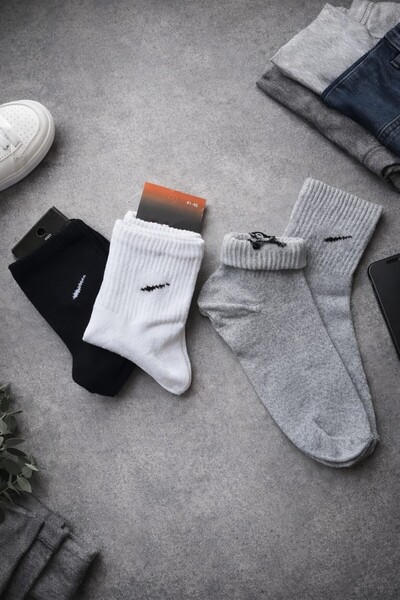 Valmira Pamuklu, Terletmeyen, Unisex Kolej Çorap - Mevsimlik - 3 Çift - Karış...