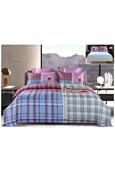 Truva Home Bed Linen with Elastic for Two People - 6 Pieces, Floral Pattern, ...