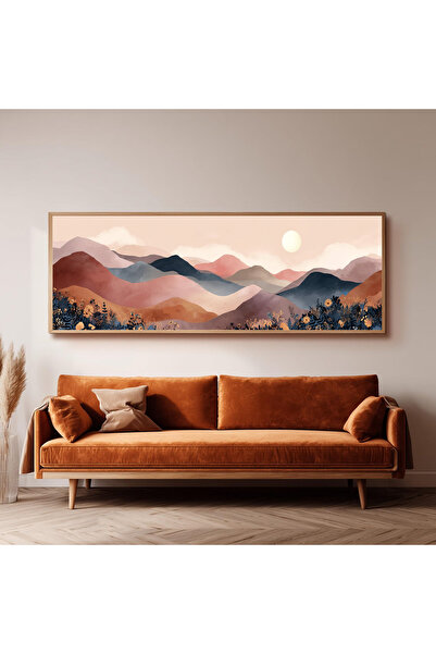 Dekorsiahome Ahşap Çerçeveli Panoramik Oturma Odası Tablosu UZ0071