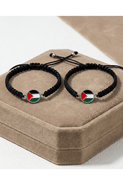 Zaytoon سوار فولاذي برمز فلسطين، علم دائري ملون، قطعتان
