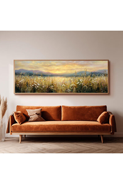 Dekorsiahome Ahşap Çerçeveli Panoramik Oturma Odası Tablosu UZ0081