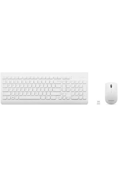 LENOVO GX30W75336 Keyboard, Wireless, US Layout + Mouse, Optical, White