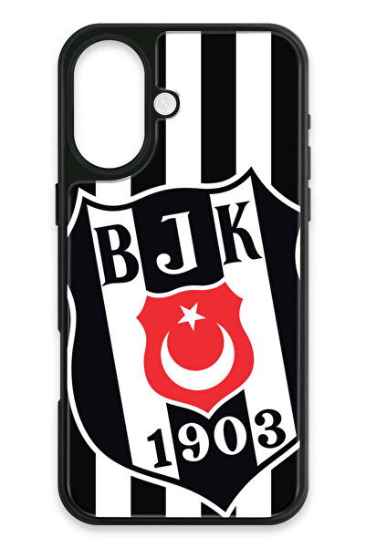 Beşiktaş iPhone 16 Uyumlu Büyük Arma Cam Lisanslı Telefon Kılıfı