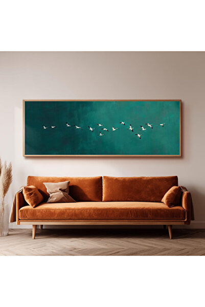 Dekorsiahome Ahşap Çerçeveli Panoramik Oturma Odası Tablosu UZ0091