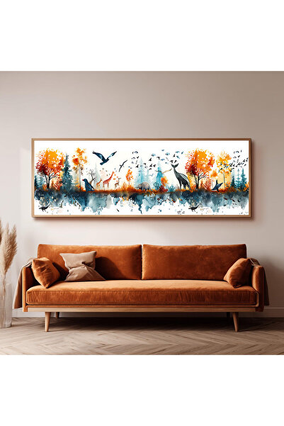 Dekorsiahome Ahşap Çerçeveli Panoramik Oturma Odası Tablosu UZ0020