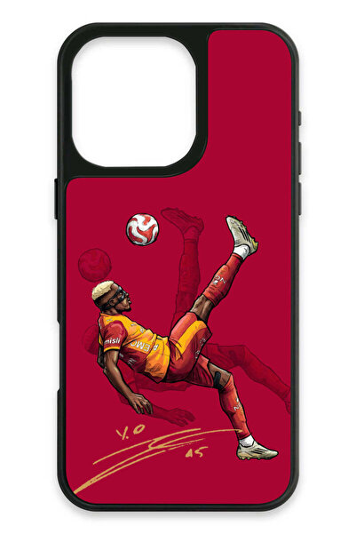 Galatasaray iPhone 16 Pro Max Uyumlu Osimhen Röveşata İmzalı Cam Lisanslı Tel...