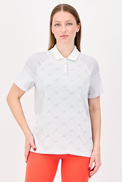 adidas Women Sportswear Fit Short Sleeve Training Polo Shirt, Light Grey