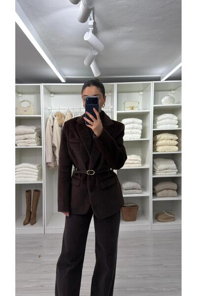 LUUNA STORE Lysa Soft Textured Belted Jacket - Brown