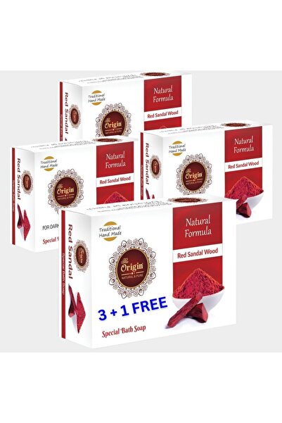THE ORIGIN - Red Sandal Handmade Herbal (3 +1 pack) | Each 100g | Natural Soa...