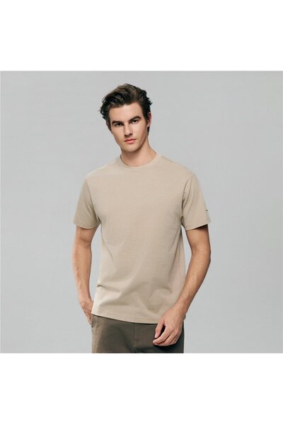 Giordano تيشيرت رجالي ضيق بقصة ضيقة من القطن وياقة دائرية