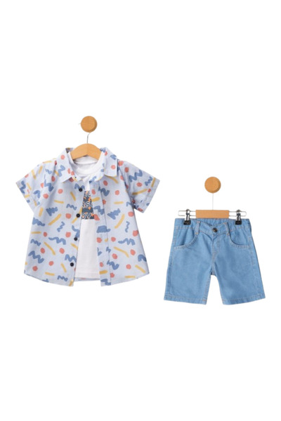 YTM Boys' 3-piece shorts set for ages 1 to 4 years - Made in Turkey