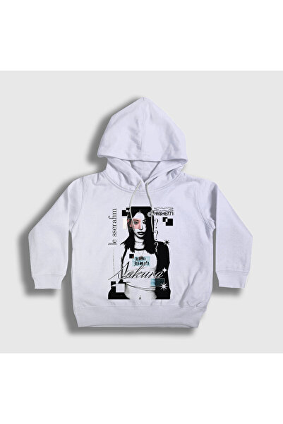 Presmono Hanorac cu glugă unisex pentru copii, alb, Sakura Spaghetti Le Ssera...