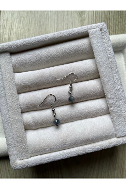 Pel Design Sapphire Stone Silver Color Steel Standard Earrings Handmade