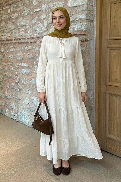 InStyle Lina Tasseled White Dress