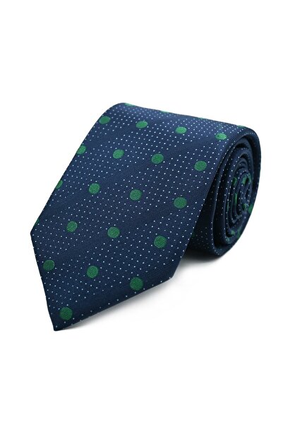 Sade Kravat ربطة عنق منسوجة خاصة باللون الأزرق الداكن والأخضر المنقط 32942 با...