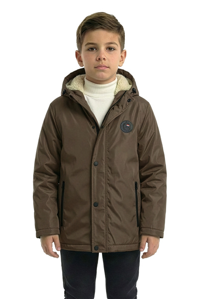 QAWWA Erkek Çocuk Kapüşonlu Rüzgar Geçirmez Kışlık Mont & Kaban & Parka