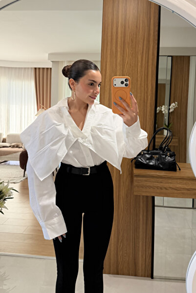 Gizem Ecemiş Melinda Beyaz İki Parça Tasarım Gömlek