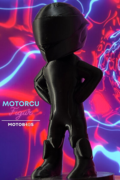 Motobros Motosiklet Aksesuar Motorcu Figür Motorcu Hediyelik Siyah Kasklı Ada...