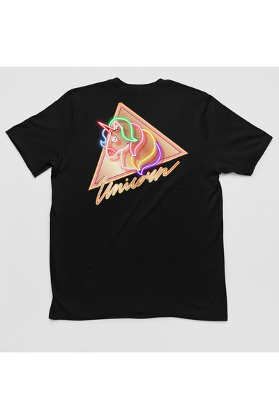 Generic (Unbranded) Tricou Malfini negru cu unicorn, mărimea M