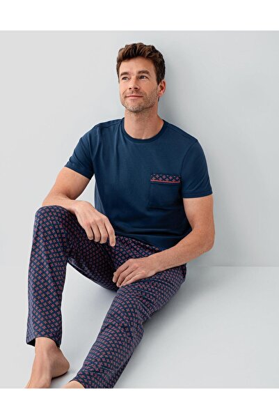 Arnetta Men's 100% Cotton Pajama Set – Short Sleeve Pocket T-Shirt & Patterne...