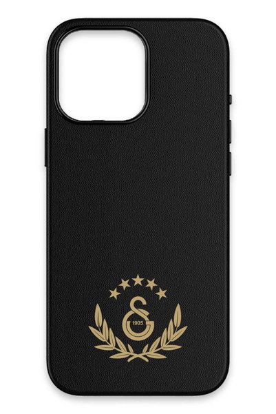 Galatasaray iPhone 16 Pro Max Compatible 5 Star Gold Arma Leather Magsafe Lic...