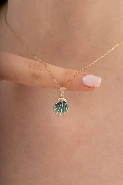 ALİSGOLD1986 14 Ayar Altın Mineli Deniz Kabuğu Kolye