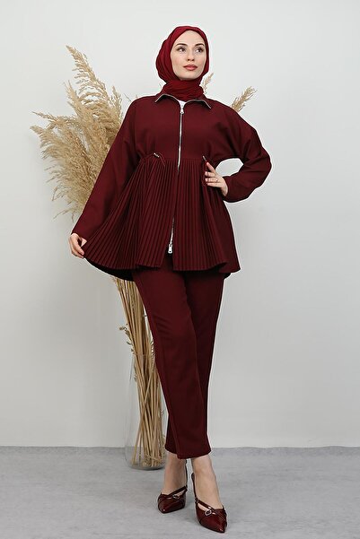 GİYZAMİLA Ayben Underwear Detail Set Claret Red