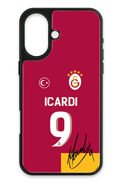 Galatasaray iPhone 16 Uyumlu Mauro Icardi Parçalı Forma İmzalı Cam Lisanslı T...