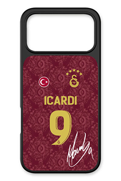 Galatasaray iPhone 17 Pro Uyumlu Mauro Icardi 3. Forma İmzalı Cam Lisanslı Te...