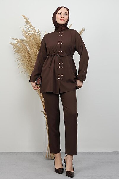 GİYZAMİLA Vedia Crepe Set Brown