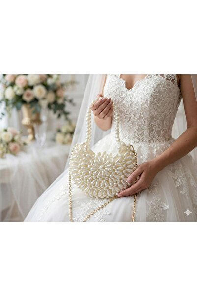 Medine Baazar İnci Detaylı Kadın Abiye Omuz Çantası Zincir Askılı Şık Tasarım