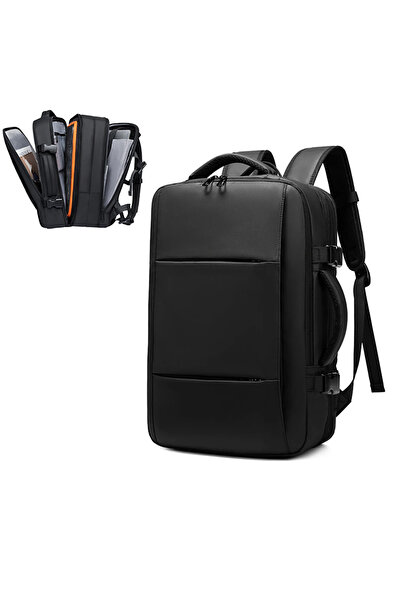 NEXTLY Rucsac extensibil cu mai multe compartimente, negru