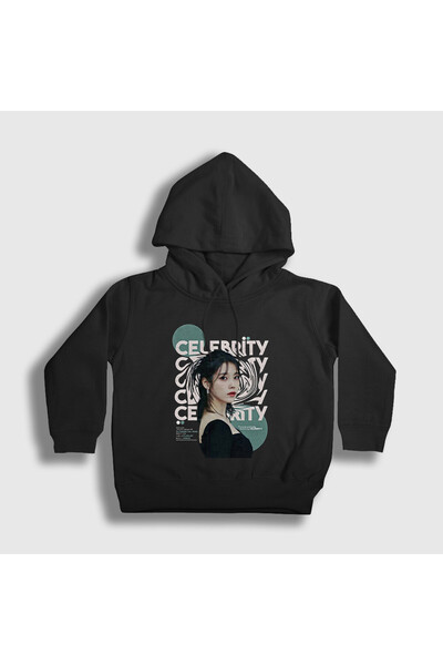 Presmono Унисекс детска черна суитшърт с качулка Celebrity Lee Ji Eun iu Iu 5...